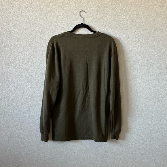 Galaxy by Harvic Green Thermal Waffle Knit Henley Size Medium - Picture 2 of 5